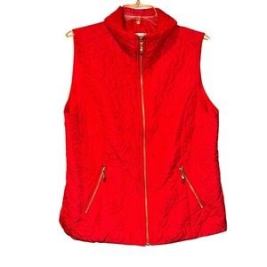 Christopher & Banks Women’s Red Quilted Puffer Vest Large Zip Front Lightweight